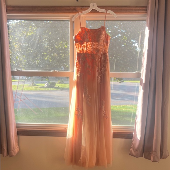 Corset Peach Floral Gown - Picture 1 of 9
